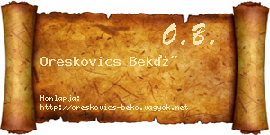 Oreskovics Bekő névjegykártya